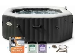 Intex PREMIUM PureSpa Jet & Bubble Deluxe Carbone Inclusief Aquatural Care Set & WiFi